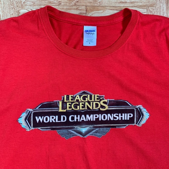 VTG League Of Legends Shirt Red Mens Large World Map Championship Tour Tee LoL - Picture 7 of 9